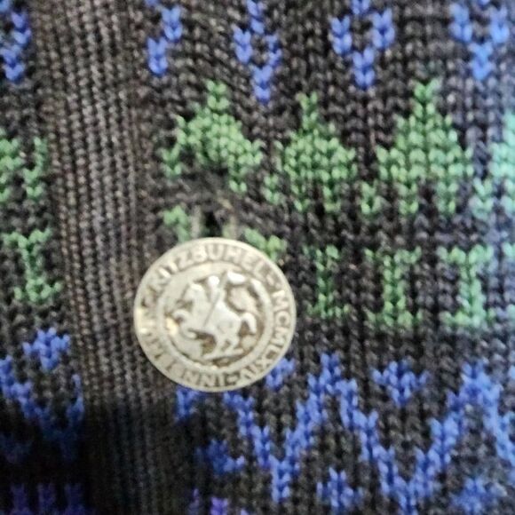 Vintage Norvyk by Ren - Dale wool cardigan blue & green button up S - Picture 6 of 8